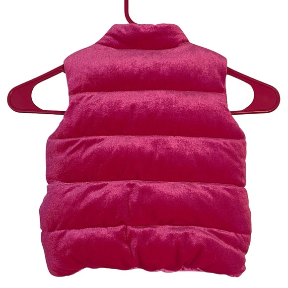 EUC Gymboree 18-24 mo Toddler Girl Hot Pink Velvet Puffer Vest with Pockets - Picture 2 of 6